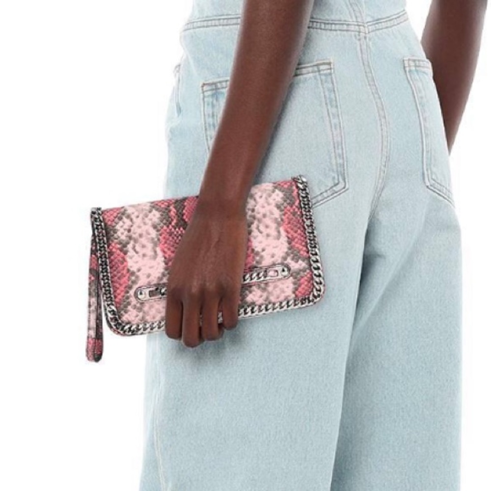 Casadei Snake Print Pink Chain wristlet Bag $650